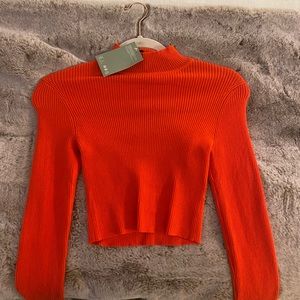 Long sleeved orange turtle neck